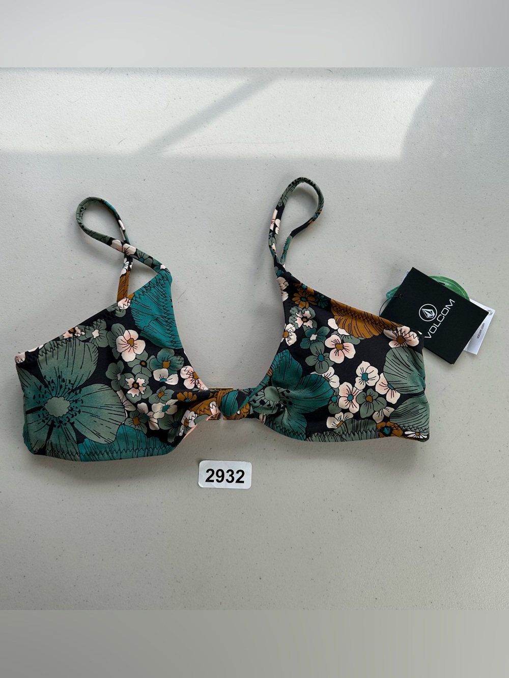Volcom Bikini Top Size 14 Floral Multicolor Nothing Bud Love Swimwear New